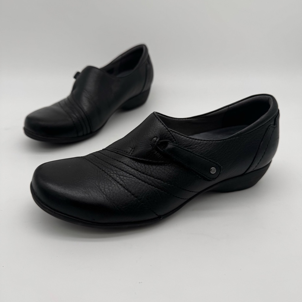 New Dansko Franny Black Leather Adjustable Loafer Shoe Size 38/7.5-8